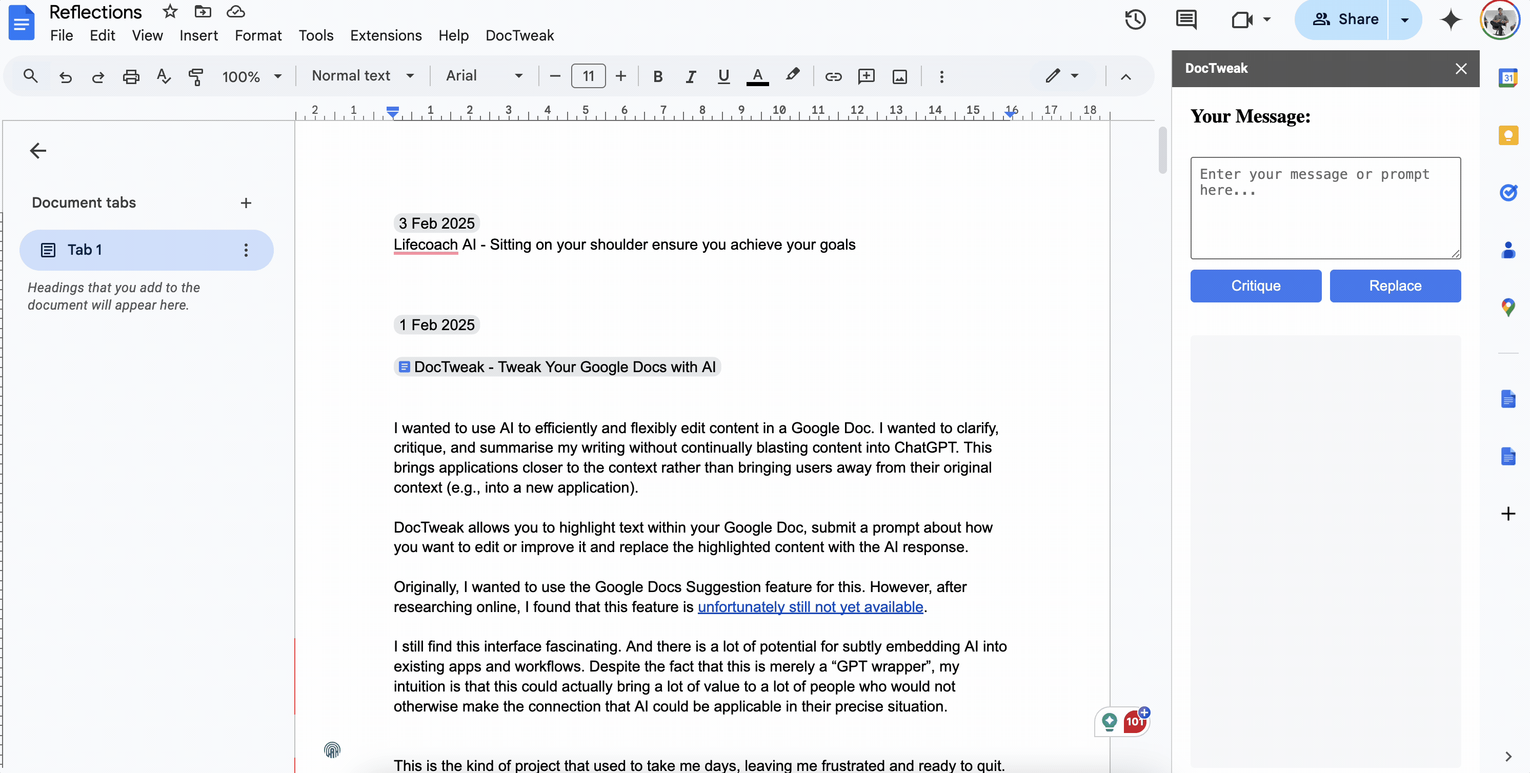 DocTweak Critique Mode