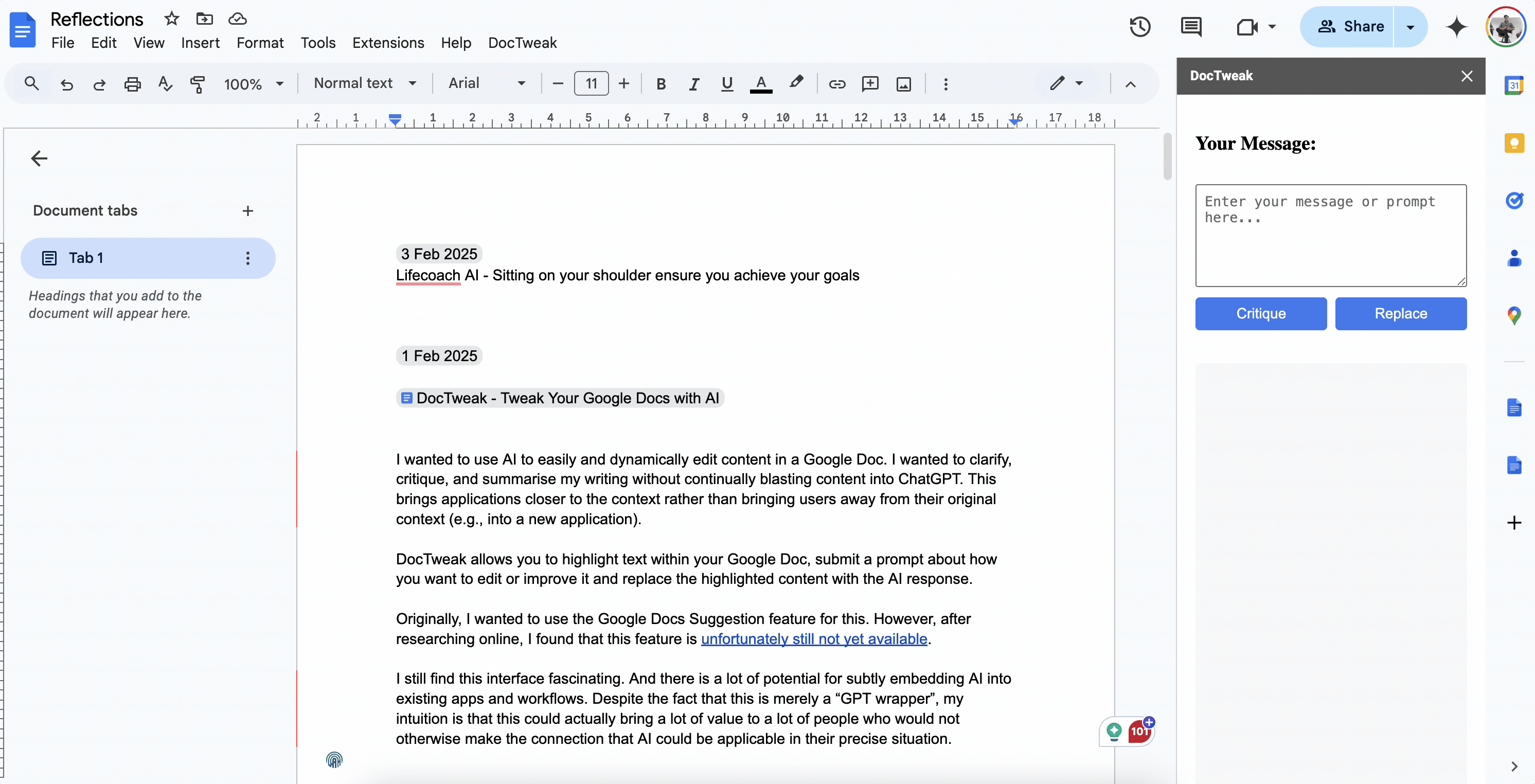DocTweak Replace Mode