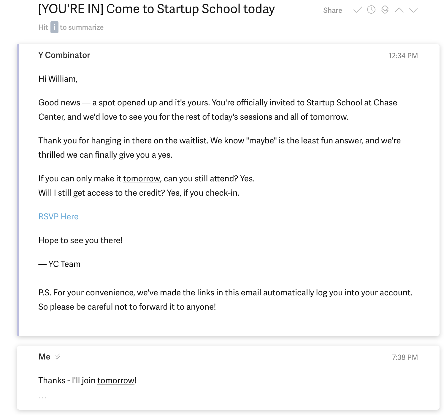 YC Startup School email