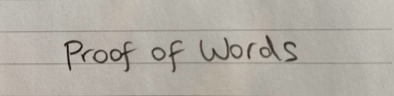 Handwritten Proof of Words title